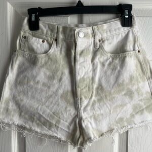 PacSun White and Green Jean Shorts